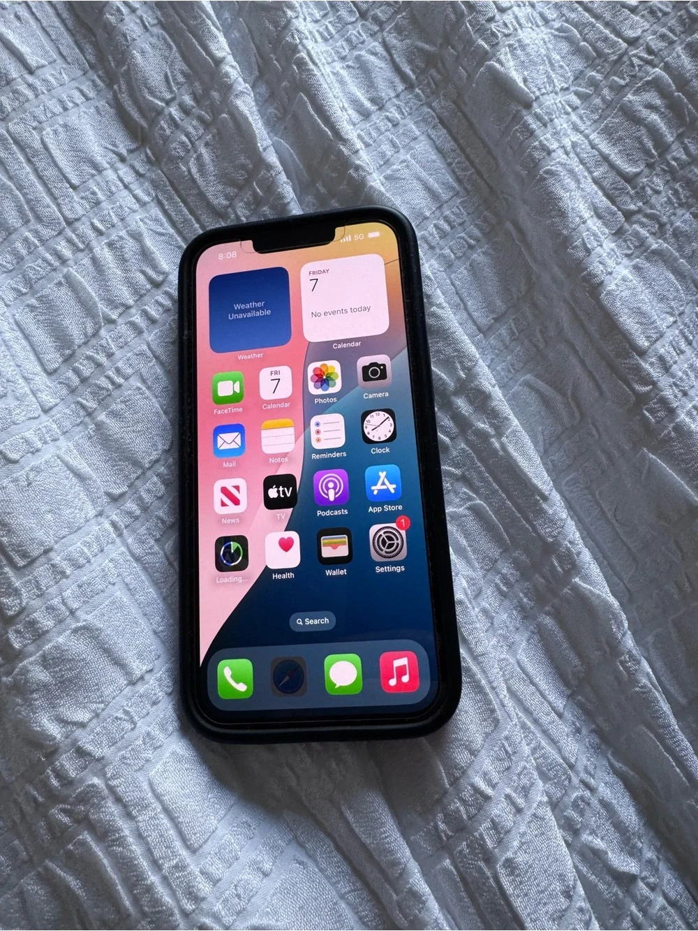 Apple iPhone with Black Case - Black